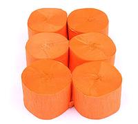 ANCLLO 6 Rolls 4.5cm x 25m Crepe Paper Party Streamers, Streamers Backdrop Hanging Decorations for Birthday Party, Wedding and Festival Decorations,Orange