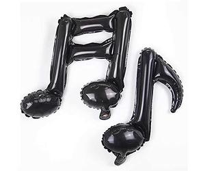 ANCLLO 6Pcs Black Music Note Foil Balloons for Party Decorations New Year Balloons Party Decorations Shower Decorations (16th 8th Notes)
