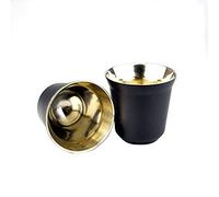 ANCLLO 80ml Stainless Steel Double-layer Anti-scalding Non-slip Thickened Coffee Cup, Compact Portable Heat Preservation Teacup Coffee Cup (Color : Black)