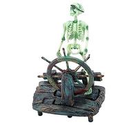 ANCLLO Aquarium Hippocampus Pirate Captain Skeleton Decoration Fish Tank Landscape Aquarium Ornament