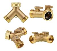 ANCLLO Brass 2 Way Garden Hose Splitter, Heavy Duty, 3/4 inch, Adapter with 2 Valves