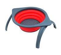 ANCLLO Collapsible Filter, Food-Grade Silicone Kitchen Folding Strainer with Bracket support, Kitchen Durable Folding Rubber Filter Basket for Kitchen Wash Vegetable and Fruit (Red)