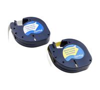 ANCLLO Compatible for Dymo Letratag Refills Label Plastic Tape Replacement for Dymo Printer Self Adhesive Labels Refill LT-100H Maker Machine, 91201-91205 Black on White/Yellow