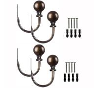 ANCLLO Decorative Curtain Drapery Holdbacks, Round Finials Window Curtain Holdbacks, Bronze, Set of 2, Copper