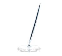 ANCLLO Desktop Pen Holders Feather Dip Lik Penholder Signature Quill Stand Stationery Gift for Wedding Party Round Shape Acrylic Crystal Base