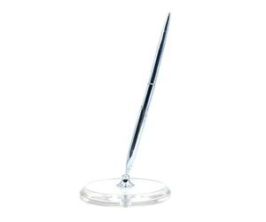 ANCLLO Desktop Pen Holders Feather Dip Lik Penholder Signature Quill Stand Stationery Gift for Wedding Party Round Shape Acrylic Crystal Base