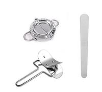 ANCLLO Dumpling Maker Mold Set Stainless Steel Pack of 3, 1 Pack Empanada Press 1pc Dough Cutter 1pc Stuffing Spoon Pie Ravioli Dumpling Press Wrapper Mold Kitchen Accessories (Small Size)