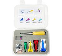 ANCLLO Fabric Bias Tape Makers Kit with Sewing Awl, Bead Needles, Adjustable Binder Clip, Foot Press -Practical Bias Tape Maker Set