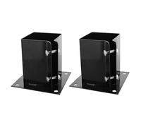 ANCLLO Heavy Duty Steel Bolt-On Fence Post Bracket & Support Base 91x91x150mm - Black Corrosion Resistant Ground Spike Bracket with Pre-Drilled Holes and Stainless Steel Fixings (2 Pack)