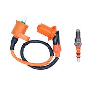 ANCLLO High Performance Racing Ignition Coil + 3 Electrode Spark Plug for GY6 50cc 80cc 125cc 150cc Moped Scooter ATV Go Kart