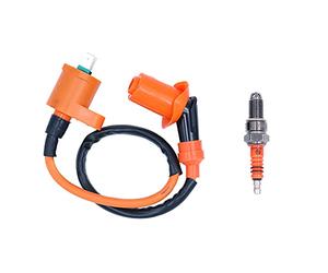 ANCLLO High Performance Racing Ignition Coil + 3 Electrode Spark Plug for GY6 50cc 80cc 125cc 150cc Moped Scooter ATV Go Kart