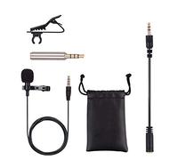 ANCLLO Lavalier Lapel Microphone 3.5mm Professional Omnidirectional Condenser Mic with Headphone Jack Adapters for Smartphone Camera Live-steam Podcast Interview
