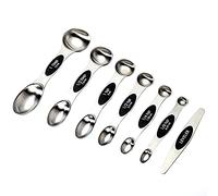 ANCLLO Magnetic Measuring Spoons, 7-Pack Stainless Steel Double Sided Measuring Spoons Set for Dry and Liquid Ingredients Teaspoon Measuring Spoons Fits in Spice Jars (Black)