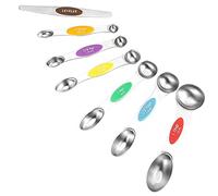 ANCLLO Magnetic Measuring Spoons, 7-Pack Stainless Steel Double Sided Measuring Spoons Set for Dry and Liquid Ingredients Teaspoon Measuring Spoons Fits in Spice Jars (Colorful)
