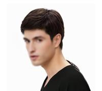 ANCLLO Men's Wig Boys Wig Short Dark Brown Wig Men'S Layered Natural Fluffy Hair Side Bangs Short Straight Hair For Men'S Daily Costume Masquerade Role Play Halloween (Brown)