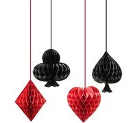 ANCLLO Paper Honeycomb Balls Casino Las Vegas Party Night Party Decorations Hanging Honeycomb Balls for Casino Magic Themed Birthday Backdrop Decoration Red Black