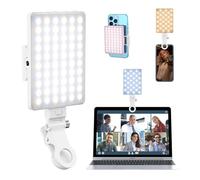ANCLLO Phone Light, Selfie Light for Phone Clip On 2000mAh with 60 LEDs & 4 Colors for Phone, Tablet, Laptop, Zoom Meeting, Makeup, Video (White)