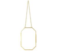 ANCLLO Pressed Flower Frame with Chain Double Glass Floating Dried Flower and Artwork Display Stand Vintage Octagonal Brass Frame Wall Decor for Home Weddings and More (150x100mm)