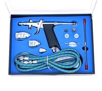 ANCLLO Professional Airbrush Paint Sprayer Single-Action Trigger with Hose 3 Tips 2 Cups for Art Painting Tattoo Manicure Spray Model Air Brush Nail Tool