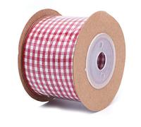 ANCLLO Red Plaid Burlap Ribbon Christmas Wired Ribbon Wrapping Ribbon for Christmas Crafts Decoration Floral Bows Craft-38mm x 5m