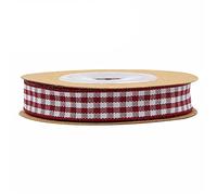 ANCLLO Red Plaid Burlap Ribbon Christmas Wired Ribbon Wrapping Ribbon for Christmas Crafts Decoration Floral Bows Craft-6mm x 5m