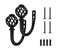 ANCLLO Set of 2 Curtain Holdbacks -Hooks -Ties- Tiebacks -Holders for Drapes Drapery, Black Matte Metal Wall Mounted Black