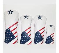 ANCLLO Set of 4pcs Golf Premium Vintage Style PU Leather Headcovers 1 3 5 U Driver Fairway and Hybrid Head Covers Fits 460cc Drivers Classic Look