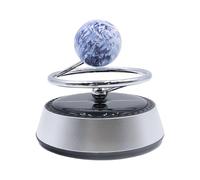 ANCLLO Solar Rotating Car Fragrance Diffuser Floating Planet Aluminum Alloy Wood Base Silver Earth Ocean Home Decor