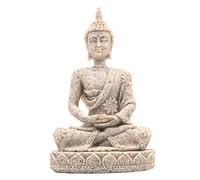 ANCLLO The Hue Sandstone Meditation Buddha Statue Sculpture Hand Carved Figurine Sand Color #8134,Mini Sandstone Meditation Buddha Statue Sculpture Hand Carved Figurines Shelf Display Home Decoration