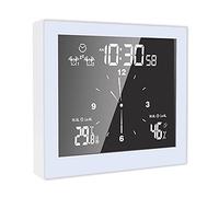 ANCLLO Touch Screen Clock, Battery Powerd Suction Cup Design Multifunctional Thermohygrometer Clock, for Office Home Timing Tell the Time(white)