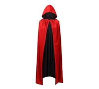 ANCLLO Vampire Cape Adult,Unisex Halloween Black Red Hooded Cloak Vampire Cape,Reversible Hooded Adult Vampires Cape