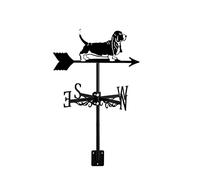 ANCNA-U 3D Dog Animal Metal Weather Vane, Weathervane Black Wrought Iron Look Wind Direction Indicator Roof Mount Decoration Accessories for Garden Patio, Basset Hound