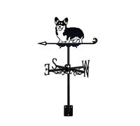 ANCNA-U 3D Little Dog Animal Ornament Metal Wind Vane, Roof Weathervane Wind Direction Indicator Roof Decoration Accessories for Garden Patio Outdoor Yard, Welsh Corgi Pembroke