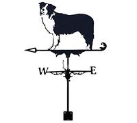 ANCNA-U Decorative Metal Weathervane Border Collie Dog ?Ornament Iron Weather Vane Weathercock Direction Indicator Scene Garden Measuring Tools with Mounting Bracket Corrosion Resistant Va