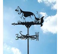 ANCNA-U Exquisite Metal Weathervane with German Shepherd Wolf Dog Ornament Weather Vane Indicator Garden Stake Wind Vane Measuring Tool,Yard Indicating Wind Direction