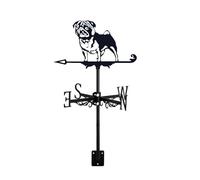 ANCNA-U Exquisite Weathervane Dog Animal Metal Ornament, Vintage Black Weather Vane Decor Hollow Wind Direction Indicator Weathercock Easy to Assemble,Pug…
