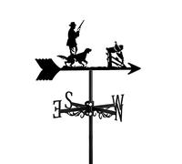 ANCNA-U Exquisite Weathervane- Hunter Dog Stainless Steel Weather Wane Outdoor Garden Decoration Roof Wind Direction Indicator Suitable with Ground Spike and Wall Fixing,Huntsman