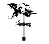 ANCNA-U Mini Flying Fairy Witch Metal Weathervane Wind Direction Measuring Instrument Roof Installation Weather Vane Farm Scene Garden Art Deco Accessories,Witch Dragon
