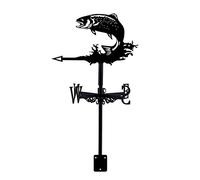 ANCNA-U Weathervanes Courtyard Metal Wind Vane, Vintage Animal Carp Black Weather Vane Hollow Wind Direction Indicator for Outdoor Garden Roof Paddock Decoration Weather Vane