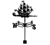 ANCNA Weather Vane Pirate ship Stainless Steel Weathervane, Decorative Wind Vane Antique Style Weathercock Measuring Tools, Garden Decoration Black Suitable for Home, Garden, Barn or Pavilion