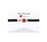 Ancnoz Basketball Handmade Braided Bracelet With Card for Women Men Adjustable Beaded Ball Wristbands Charm Bracelets for Players Team Accessories Gift for Chriatmas Birthday Graduation