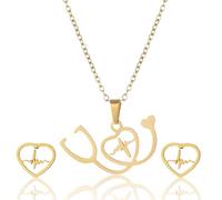 Ancnoz Doctors Nurses Day Gifts Stethoscope Heartbeat Earrings and Necklace Set for Nurse Doctor Graduation Appreciation Gifts for Women Nurses Thank You Gift for Medical Coworkers Nurse Gift for Her