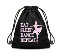 Ancnoz Eat Sleep Dance Repeat Drawstring Backpack Gym String Bags Sports Drawstring Sackpack for Dance Lover Teacher Drawstring Bag for Dancer Yoga Gym Sack Travel