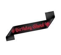 Ancnoz Goth Birthday Ghoul Sash for Women Men Black White Horror Gothic Sashes for Halloween Birthday Parties, Black, S