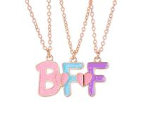 Ancnoz Mathcing BFF Best Friend Necklaces for 3 Girls Friendship Necklaces for Three Best Friends Anniversary Birthday Christmas Gifts for Bestie Best Friend Forever Gift, Small, Stainless Steel, No
