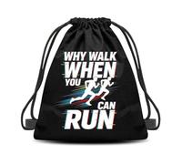 Ancnoz Running Gift Drawstring Bag Why Walk When You Can Run Drawstring Backpack Gym String Bag for Marathon Runner Sports Sackpack for Running Jogging Workout Travel
