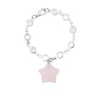 Ancnoz Sparkling Crystal Steering Wheel Charm with Pink Quartz Star Car Rear View Mirror Accessories for Women Girls Star Automotive Protection Charm Pendant for New Car Owners