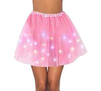 Ancokig Women Tutu Skirt Sequins Stars Elastic Tulle Princess Skirt Tutu Adult Teen Skirt Ballet Dance Dress Halloween Costume (Pink)