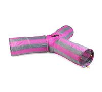 Ancol Acticat Cat Play Tunnel - Pink & Grey - Y-Shaped Design with Crinkle Material for Interactive Play - Encourages Fun & Exercise for Cats & Kittens