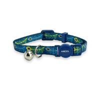 Ancol Adjustable Cat Collar with Safety Bell and Break Apart Buckle Elegant Peac